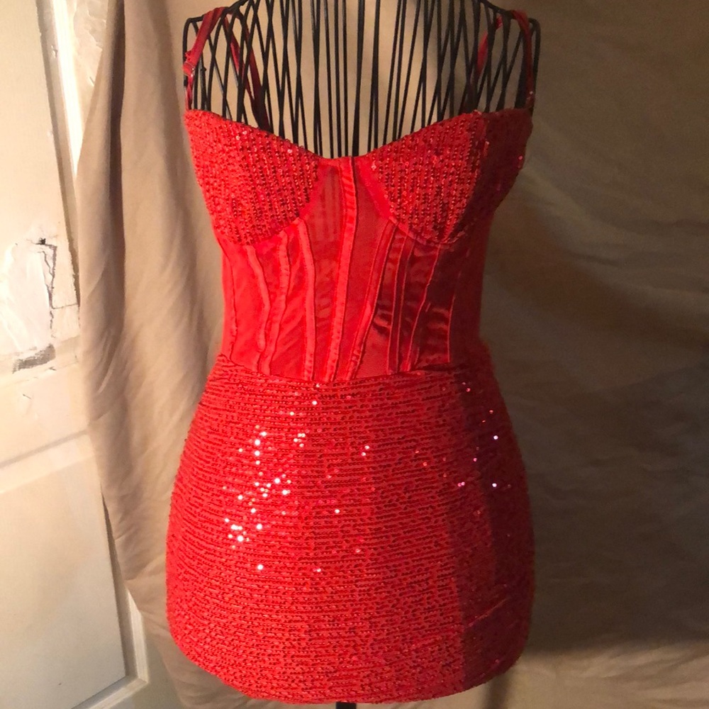 Sexy sequins and corset top cocktail dress
